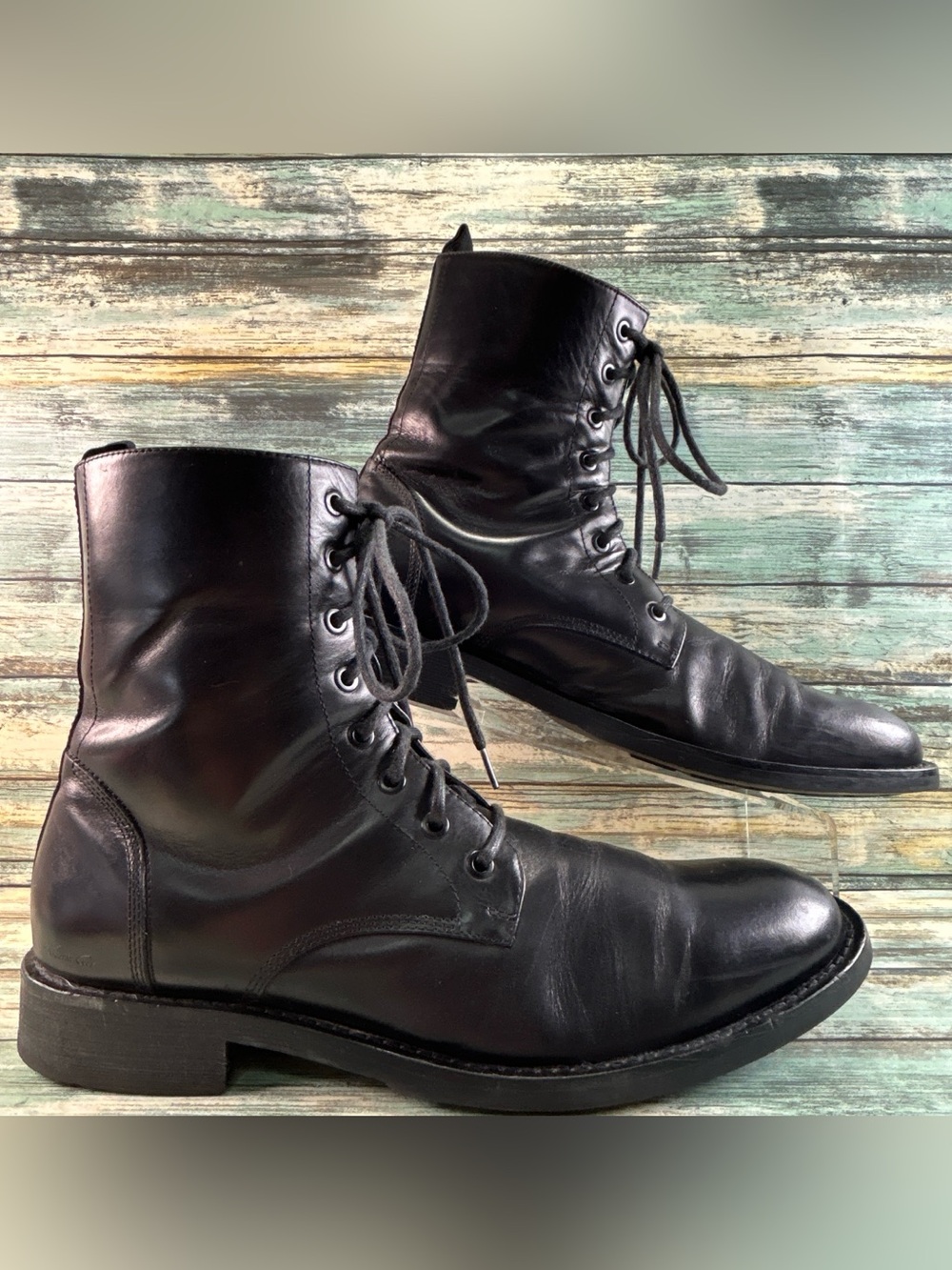 Kenneth Cole New York Crosswalk Combat Boot Mens 10.5M Black Leather Lace Up